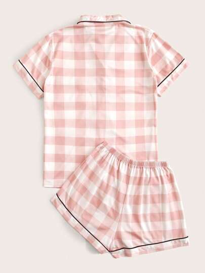 Conjunto de pijama con ribete a cuadros búfalo