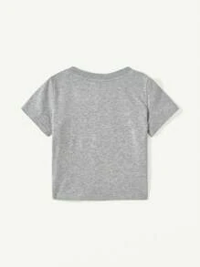 Cozy Pixies Baby Boy Letter Printed Round Neck Short Sleeve Top & Casual Shorts 2pcs/Set - Grey - View 2