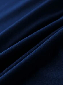 SHEIN EZwear 加大尺碼字母印花短袖圓領中長款連衣裙 - 藏蓝色 - 查看 6