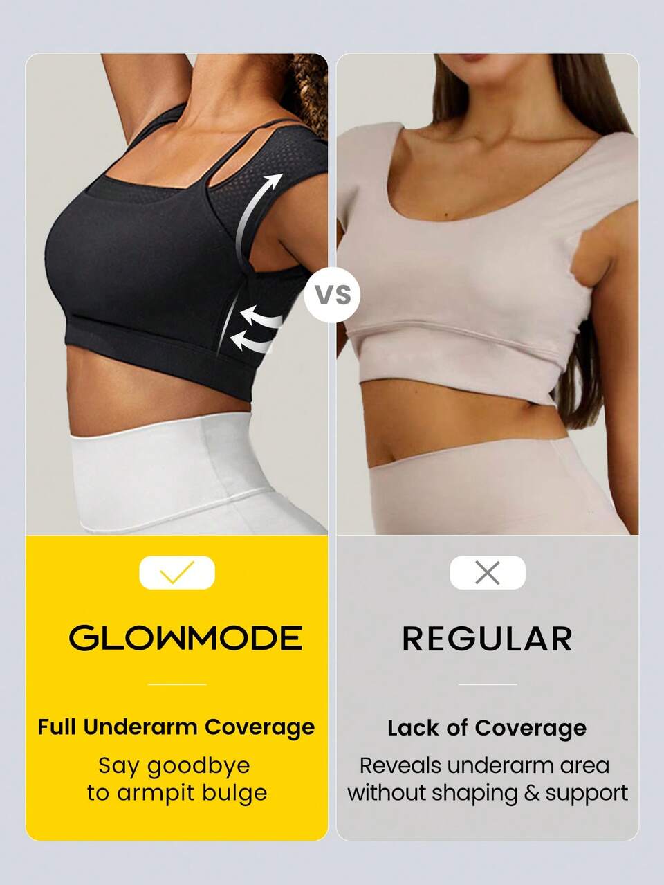 FeatherFit™ 2-In-1 Scoop-Neck Cropped Dance Tee Mesh Low Impact Daily Summer