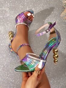 New Arrival Purple Women's Sexy Gothic High Heel Sandals With Simple Design For Summer Work Valentines - Purple - View 1