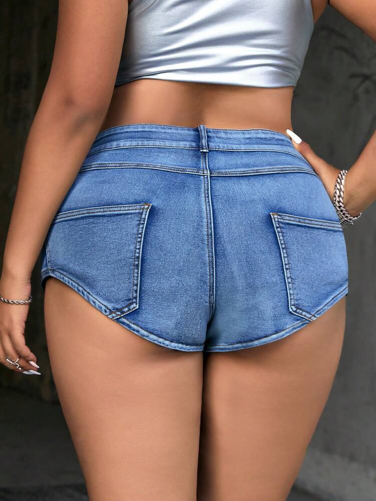 Y2k Spring Break Mini Shorts Plus Size Women's Street Style Sexy Stud Decoration Party Denim Blue Shorts