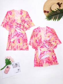 SHEIN Swim Women's Tie Dye Hollow Out One-Piece Swimsuit, Slim Fit For Summer Beach Vacation - Multicolor - View 6