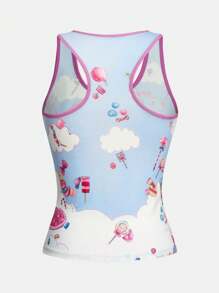 ROMWE Anime 女士可愛卡通印花背心 - 彩色 - 查看 2