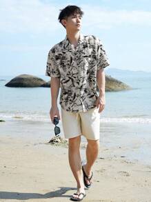 DAZY Men's Summer Printed Short Sleeve Beach Shirt With Plant Motif Floral Vacation - Multicolor - View 3