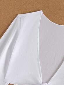 Teen Girl Simple White Kimono Cover Up - White - View 4