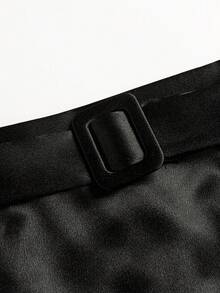 大尺码女式百褶裙 - 黑色 - 查看 3