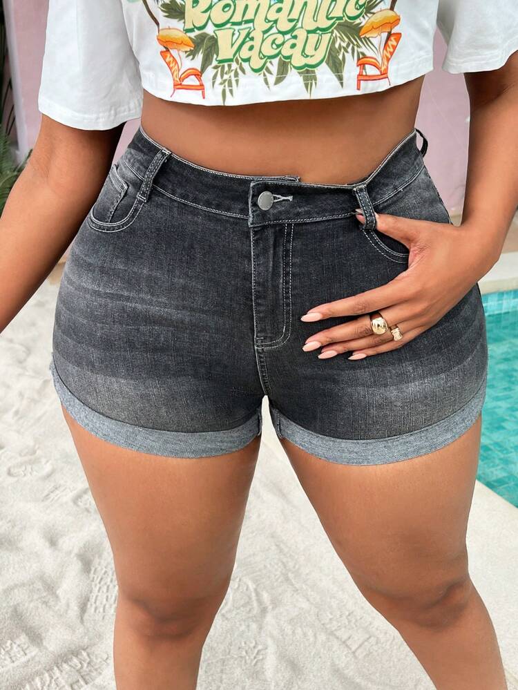 Plus Size Tight Stretch Denim Shorts Country Concert Clothing Summer Beach Women's Clothing