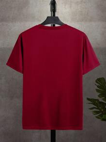 Manfinity Dauomo Men's Compass Mountain Printed Round Neck T-Shirt - Burgundy - View 2