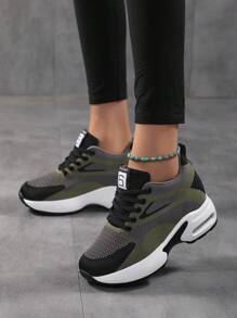 Women's Colorblock Casual Sneakers, Lace Up Breathable Platform Comfy Trainers, Versatile Low-Top Sporty Shoes - Multicolor - View 4