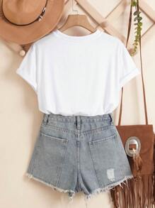 INAWLY 女士口号印花圆领短袖 T 恤图案 T 恤女式上衣