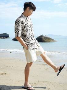 DAZY Men's Summer Printed Short Sleeve Beach Shirt With Plant Motif Floral Vacation - Multicolor - View 5