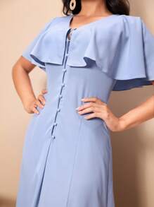 Mulvari Robe De Taille Cintrée Décorée De Volants De Couleur Solide Pour Femmes