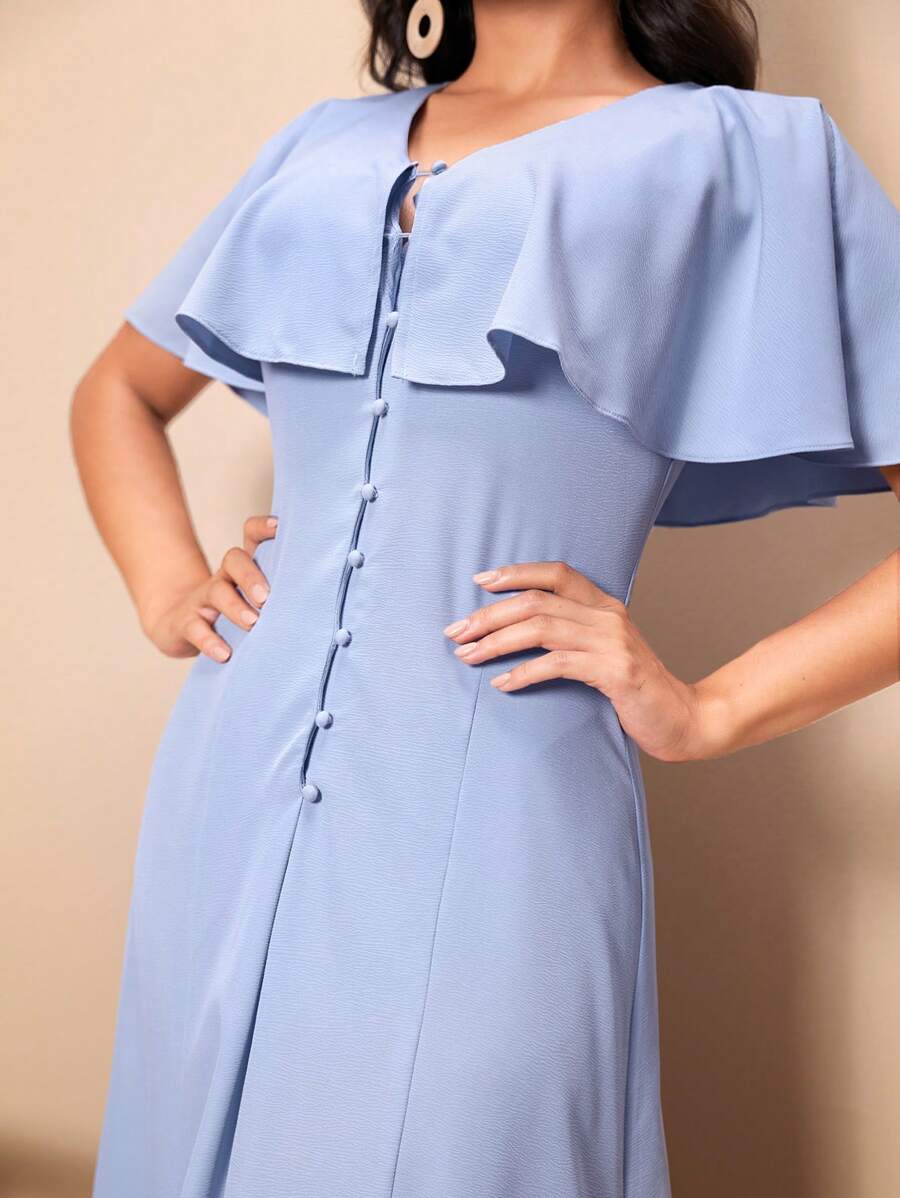Mulvari Robe De Taille Cintrée Décorée De Volants De Couleur Solide Pour Femmes