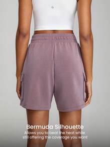 GLOWMODE SoftCalm Modal Bermuda Cargo Pocket Drawstring Shorts Daily Casual Lounge - Elderberry - View 2