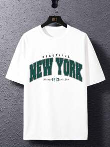 Manfinity Campus Court Nam Quá lớn Thả vai Áo thun Với In thư - trắng - Xem 4