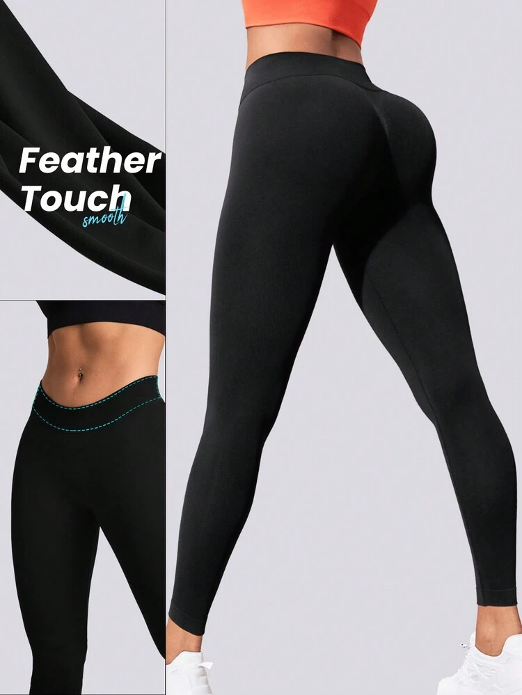 Solid Color High-Waist Sports Leggings