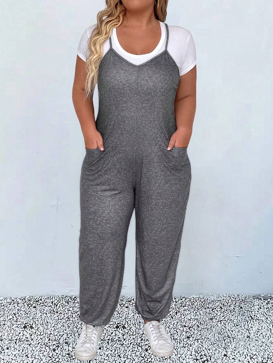 SHEIN LUNE 大碼連身褲 - 灰色 - 查看 1