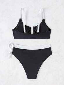 SHEIN Swim Bộ bikini màu khối, Bộ bikini có phần trên và dưới tách biệt, Bộ đồ tắm trang phục đi biển Bãi biển mùa hè - Nhiều màu - Xem 6