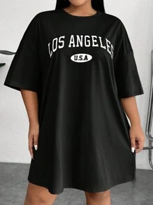 SHEIN CURVE+ Plus Size T-Shirt Dress - Black - View 6