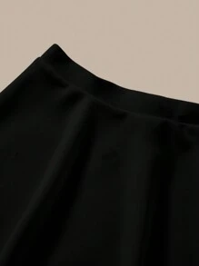 SHEIN BASICS Falda Acampanada De Color Sólido Para Mujer - Negro - Ver 10