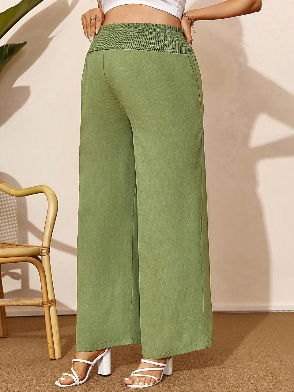Maternity Mature & Elegant High Waisted Wide Leg Pants For Work