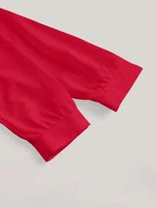 SHEIN Clasi 女裝長袖雙層荷葉邊襯衫 - 紅色 - 查看 3