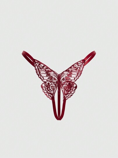 Goth Wasserlösliche Spitze 3D Schmetterling String mit offenem Schritt