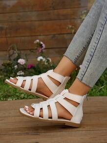 Sandalias Romanas A La Moda Para Mujer, Adecuadas Para Exteriores Y Playa - Beis - Ver 8