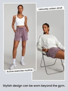 GLOWMODE SoftCalm Modal Bermuda Cargo Pocket Drawstring Shorts Daily Casual Lounge - Elderberry - View 6