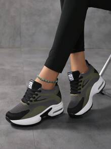 Women's Colorblock Casual Sneakers, Lace Up Breathable Platform Comfy Trainers, Versatile Low-Top Sporty Shoes - Multicolor - View 2