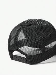 SHEIN SXY 黑色透气棒球帽配水钻装饰情人节 - 黑色 - 查看 5