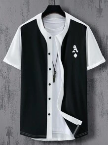 Manfinity Hypemode Nam Màu sắc Chặn In thư Nút xuống Ngắn tay Áo sơ mi - Nhiều màu - Xem 1