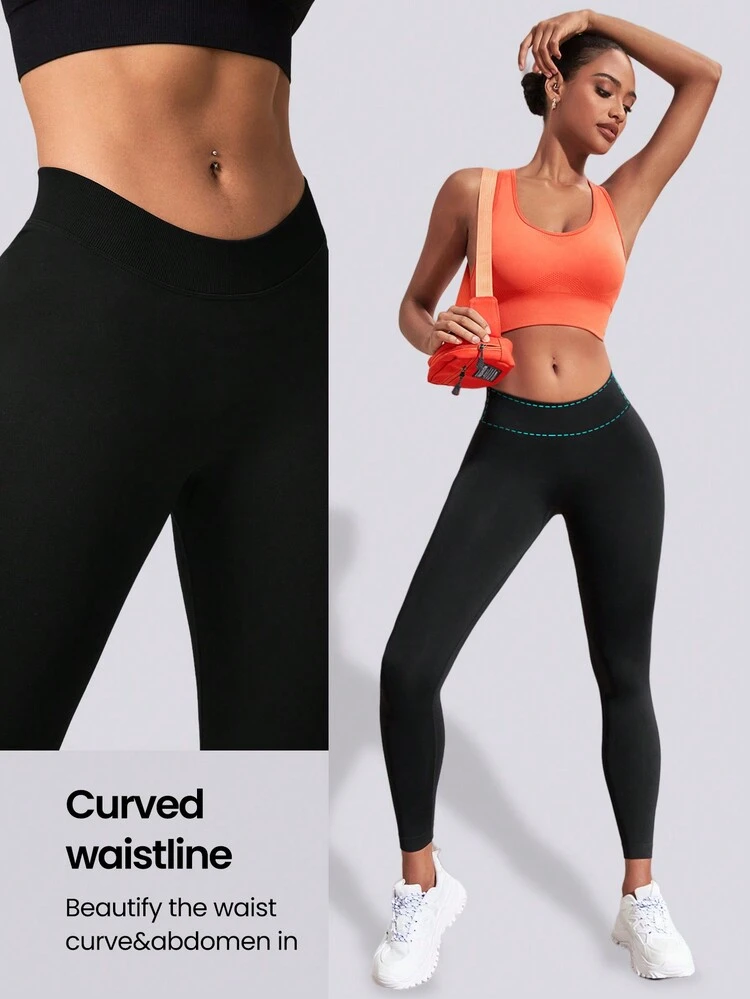 Solid Color High-Waist Sports Leggings