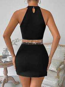 VaVaBold Top Corto De Lentejuelas Y Borlas Decorado Con Dobladillo Asimétrico Y Conjunto De Falda Entallada Al Cuerpo