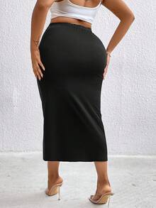 SHEIN Clasi 加大碼紐扣裝飾裙 - 黑色 - 查看 2