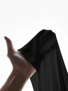 SHEIN BASICS 純色方領修身連體衣 - 黑色 - 查看 6