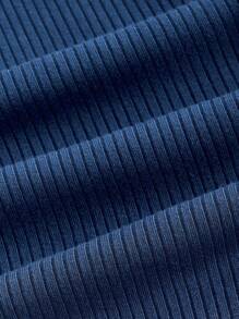 SHEIN X Danna Paola SIN7 Cut Out Knot Front Contrast Stitch Bodycon Dress - Dusty Blue - View 4