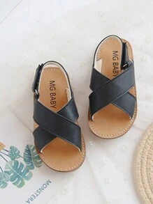 Black Sandals For Boys, Children's Slip-On Beach Sandals With Flat Slipper, Boy's Summer Sandal