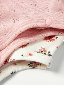 Cozy Pixies Bộ đồ liền thân cổ tròn tay ngắn in hoa màu trơn cho bé gái - Nhiều màu - Xem 5