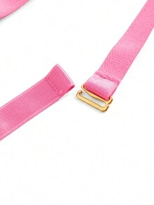 Snug Zone طقم قميص قصير لامع بحلقة شكل O تفاصيل مرصع برباط جانبي الأرنب 3 قطع - وردي - مشاهدة 6