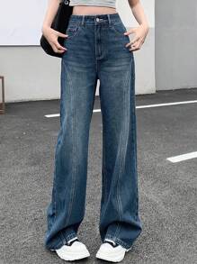 Dazy Designer Jeans De Diseño De Moda Lavados En Azul Para Mujeres - Azul lavado oscuro - Ver 7