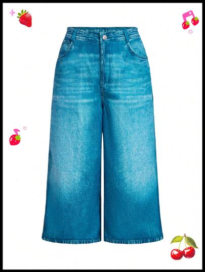 SHEINNeu Kidcore Dopamine Anti Denim Printing Wide Leg Pants Summer Pants Summer Clothes