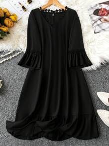 SHEIN LUNE Vestido Negro Suelto De Talla Grande Y Simple Para Mujer - Negro - Ver 1
