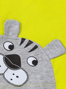 SHEIN Set estivo bambino ragazzo con maglietta a maniche corte con disegni a cartoni animati e pantaloncini - Giallo - Visualizzare 6