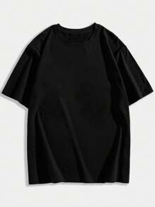 Manfinity Dauomo Men's Round Neck Short Sleeve T-Shirt With Teeth & Letter Print - Black - View 2