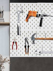 SHEIN Basic living 2Pcs C Shape Metal Hooks Pegboard Accessories Hook For Organizing Tools Kitchen Utensil In Pegboard,Pegboard Hooks Kit Pegboard J Hook Assortment,Garage Tool Storage Craft Hooks Pegboard (White) - White - View 7