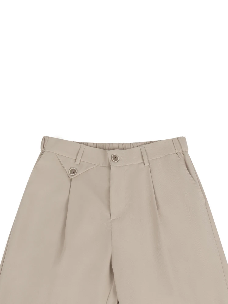 Calvornis Men's Casual Tapered Suit Trousers With Button Detail And Slanted Pockets - Apricot - View 6