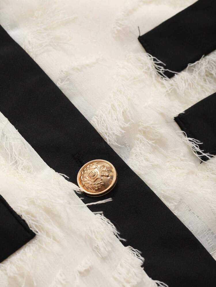 Color Block Short Sleeve Top With Button Front And Skirt With Rolled Hem, Women Two Pieces Sets