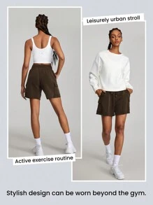 GLOWMODE SoftSerene Modal Bermuda Cargo Pocket Drawstring Shorts Daily Casual Lounge - Chocolate Brown - View 6